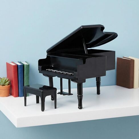 Garneck 1:12 Miniature Grand Piano & Stool Model Set: Black Tiny Piano Furniture for Dollhouse Decor Realistic Mini Musical Instrument for Kids Education DIY Micro Landscape Fairy Garden in Saudi Arabia