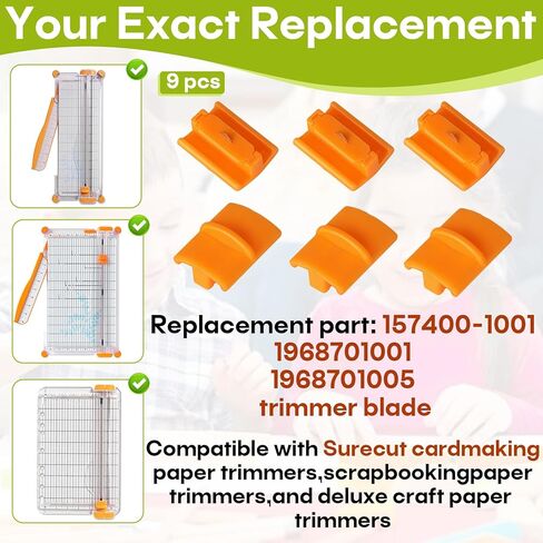 9-Pack 157400-1001 Titanium TripleTrack Blades Replacement for Fiskars SureCut & Precision Paper Trimmer | Compatible with Style, 12" Portable Craft Paper Cutter (Relace Model 196870-1005) in Kuwait