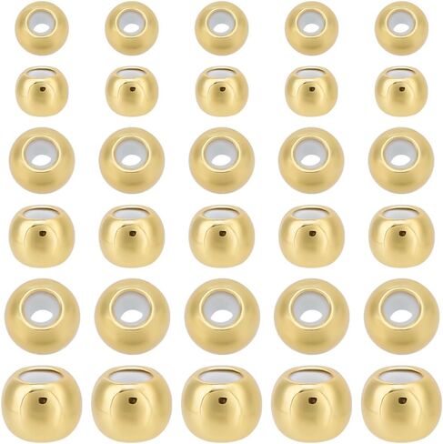 Beebeecraft 60Pcs 3 Sizes Stopper Beads 925 Sterling Silver Plated Brass with Rubber Inside Loose Adjustable Slider Beads for Jewelry Making Bracelet 4/6/7mm in Saudi Arabia