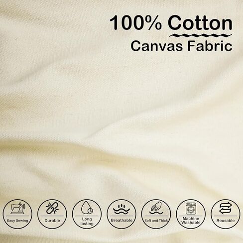 Cotton Canvas Fabric by The Yard: 10oz Duck Fabric 59 x 36 Inch for Sewing, Arts, Crafts, Embroidery, Handmade Decor - 1 Yard Long 59" Wide(Beige) in Saudi Arabia