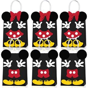 JAMNSY 12 Pcs Mouse Party Favor Bags, Cute Bow Paper Gift Bags with Handles, Cartoon Themed Candy Bags for Birthday Party Decorations & Treat Storage in Kuwait
