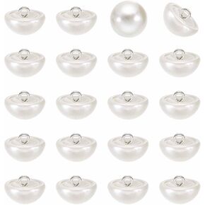 harfington 20pcs 28l جولة أزرار اللؤلؤ فو 18mm 6/8 "نصف الكرة قبة معدنية عرقوب الخياطة أزرار استبدال DIY زر صغير للملابس الزفاف فستان الزفاف DIY الحرف اليدوية، أبيض مشرق in Kuwait