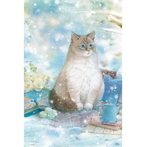 PieceRelax Plastic Jigsaw Puzzle for Adults 1000 Pieces - Jina - A cat in The Rose Garden - 25.2 X 18.9 Inches, Most Satisfying Table Games, No Glue Needed [U1051] in Kuwait