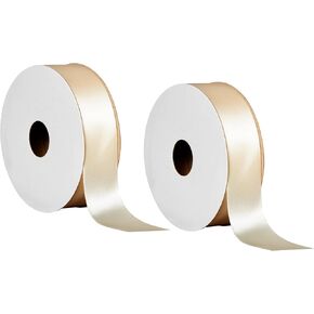 Offray 453962 7/8" Wide Single Face Satin Ribbon for Gift Wrapping, Decoration, and Crafts, Two Pack of 6-Yard Spools, Antique White in Kuwait