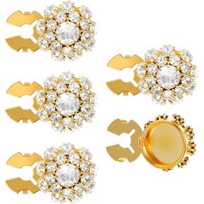 5 Pack Button Covers for Women Blouses, Button Covers Detachable Rhinestone Cover for Women Decorative Replacement for Clothing Rhinestone Cufflinks for Shirt Tuxedo Sewing DIY Craft(Silver) in Kuwait