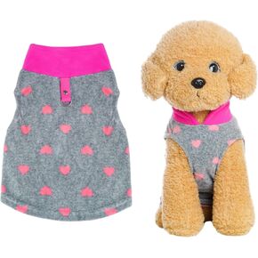 سترة رمادية على شكل قلب كلب مع حلقة مقود، ملابس الحيوانات الأليفة في عيد الحب، سترة صوفية دافئة ناعمة للجرو الصغير والقطط وملابس الحيوانات الأليفة في عيد الحب (صغير، قلب) in Kuwait
