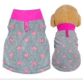 Grey Dog Heart Sweater with Leash Ring, Valentine's Day Pet Outfits, Soft Warm Fleece Vest Jacket for Small Puppy Cat Valentine Pet Clothes Photo Pro(Small, Heart) in Saudi Arabia