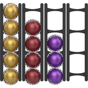 حامل كبسولات القهوة متوافق مع كبسولات نسبرسو فيرتو لاين - منظم موفر للمساحة مكون من 20 جرابًا للجدار أو الخزانة أو التثبيت تحت المنضدة، أسود in Kuwait