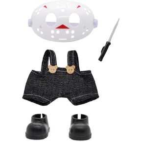 Mask Compatible with Labubu 17cm Doll Clothes Set 4 Piece Including Clothes, Mask, Shoes and Hand-Held Toy Premium Handmade Accessories for Scary Halloween Party Play & Display - No Doll in Saudi Arabia