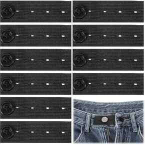 Bremorou 10 Pcs Elastic Waist Extenders For Pants Adjustable Waistband Button Extenders For Pregnancy, Maternity 4 Button Holes For Jeans Pants Women And Men Weight Gain (Black) in Saudi Arabia