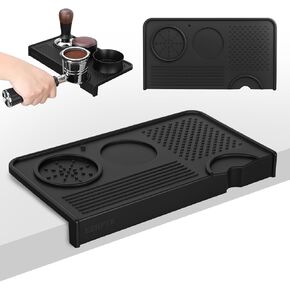 Espresso Tamping Mat for Counter – Food Grade Silicone Multi-Slot Coffee Tamper Mat for Barista Espresso Machine Accessories – Waterproof Neat Tamp Station Coffee Bar Mat for Countertop Black in Saudi Arabia