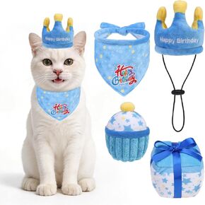 زينة عيد ميلاد القطط ألعاب النعناع البري للقطط الداخلية، 4 عبوات من لوازم حفلات أعياد الميلاد للقطط مع قبعة عيد ميلاد، باندانا، كعكة وصندوق هدايا، ألعاب قطيفة تفاعلية مليئة بالورق المجعد، النعناع البري in Kuwait
