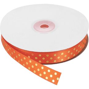 MECCANIXITY Polka Dots Grosgrain Ribbon, 50 Yards 3/8 Inch White with Gold Dots Ribbon Bow Decoration for Crafts Gift Wrapping Wedding DIY Handmade in Saudi Arabia