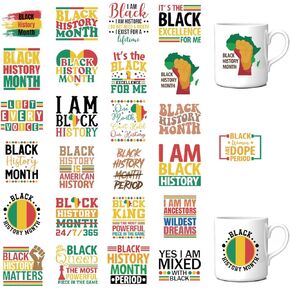 25 Pcs Black History Month Decorations, Black History UV DTF Cup Wraps for 16 oz Glass Cups, African American Proud Cold Transfer Sticker Gifts for Women Man DIY Crafts in Kuwait
