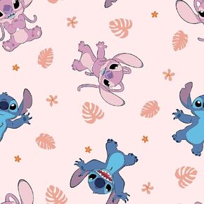 Springs Creative Angel & Stitch Cotton Fabric, Pastel Pink in The Tropics Pattern, 43 x 36 Inches, by The Yard Quilting Material for Nursery, Crafts, Home Decor in Saudi Arabia