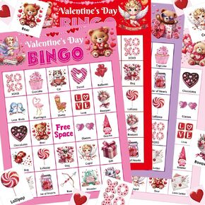ceiba tree Valentines Day Bingo Cards 24 Players for Kids Adults School Classroom Gifts Fun Party Supplies Favors Games Family Large Group Activities in Kuwait