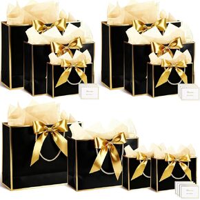 Maitys 10 Set Gift Bags Assorted Sizes with Ribbon Greeting Card Tissue Paper (3 Large 12.6", 3 Medium 11", 4 Small 7.5") Champagne Luxury Gift Bags for Valentine's Day Anniversary Wedding Birthday in Saudi Arabia
