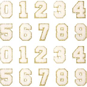 20 Pcs Number Patches Self Adhesive 2 Inch 0-9 Numbers Chenille Stick on Numbers Embroidery Clothes Stickers Chenille Number Patches for Varsity Team Rugby Jerseys Football Volleyball Hats Jacket in Saudi Arabia