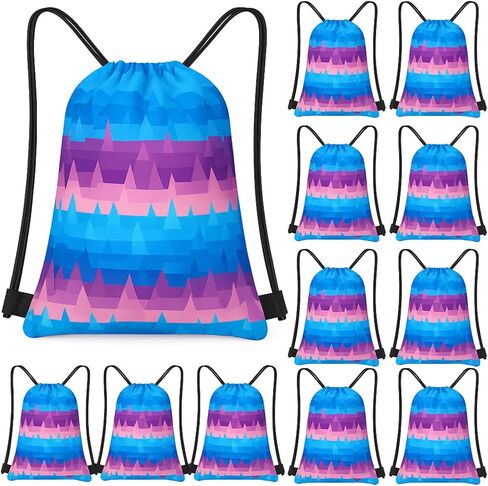 Yiyiring 16 Pcs Glow in the Dark Gift Bags Neon Treat Drawstring Bags for Glow Party Supplies Birthday Travel Camping Decor(Neon Party) in Kuwait