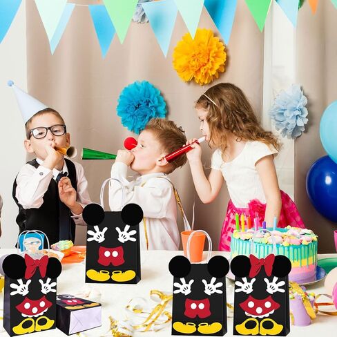 JAMNSY 12 Pcs Mouse Party Favor Bags, Cute Bow Paper Gift Bags with Handles, Cartoon Themed Candy Bags for Birthday Party Decorations & Treat Storage in Kuwait