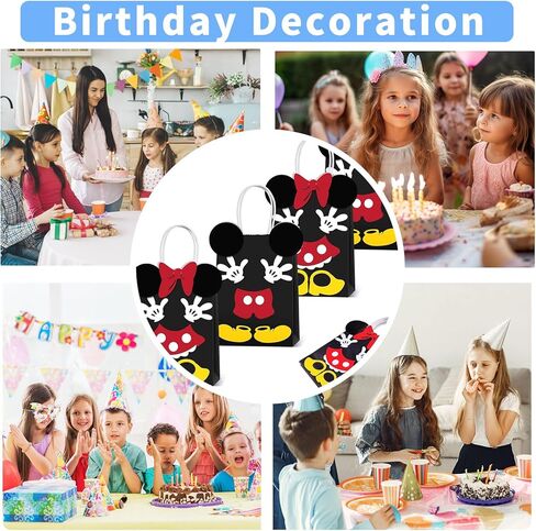 JAMNSY 12 Pcs Mouse Party Favor Bags, Cute Bow Paper Gift Bags with Handles, Cartoon Themed Candy Bags for Birthday Party Decorations & Treat Storage in Kuwait