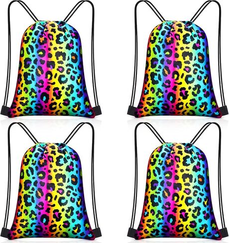 Yiyiring 16 Pcs Glow in the Dark Gift Bags Neon Treat Drawstring Bags for Glow Party Supplies Birthday Travel Camping Decor(Neon Party) in Kuwait