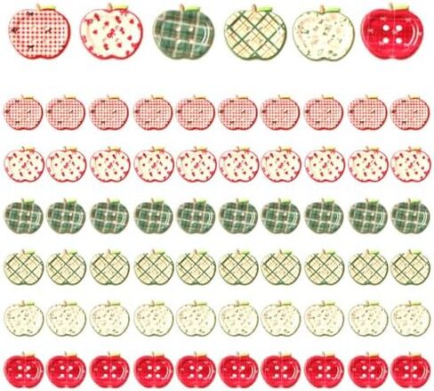 60pcs Apple-Shaped Plastic Buttons, Mixed Colors with Floral, Checkered, Plaid & Dotted Patterns, Durable Resin Buttons for DIY Crafts, Clothing, Shoes & Socks Accessories in Saudi Arabia