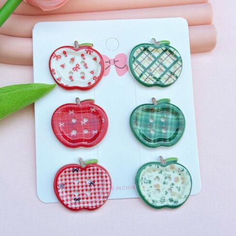 60pcs Apple-Shaped Plastic Buttons, Mixed Colors with Floral, Checkered, Plaid & Dotted Patterns, Durable Resin Buttons for DIY Crafts, Clothing, Shoes & Socks Accessories in Saudi Arabia
