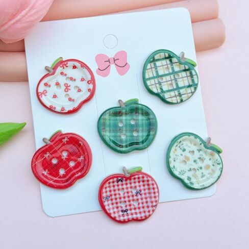 60pcs Apple-Shaped Plastic Buttons, Mixed Colors with Floral, Checkered, Plaid & Dotted Patterns, Durable Resin Buttons for DIY Crafts, Clothing, Shoes & Socks Accessories in Saudi Arabia