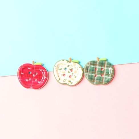 60pcs Apple-Shaped Plastic Buttons, Mixed Colors with Floral, Checkered, Plaid & Dotted Patterns, Durable Resin Buttons for DIY Crafts, Clothing, Shoes & Socks Accessories in Saudi Arabia