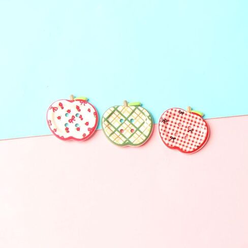 60pcs Apple-Shaped Plastic Buttons, Mixed Colors with Floral, Checkered, Plaid & Dotted Patterns, Durable Resin Buttons for DIY Crafts, Clothing, Shoes & Socks Accessories in Saudi Arabia