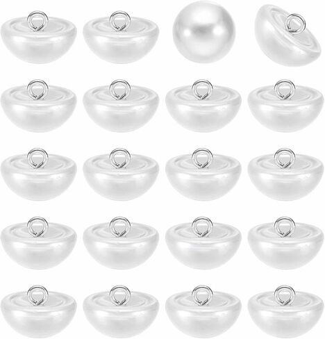 HARFINGTON 20pcs 28L Round Faux Pearl Buttons 18mm 6/8" Half Ball Dome Metal Shank Sewing Buttons Replacement DIY Small Button for Clothing Bridal Wedding Dress DIY Crafts, Bright White in Saudi Arabia