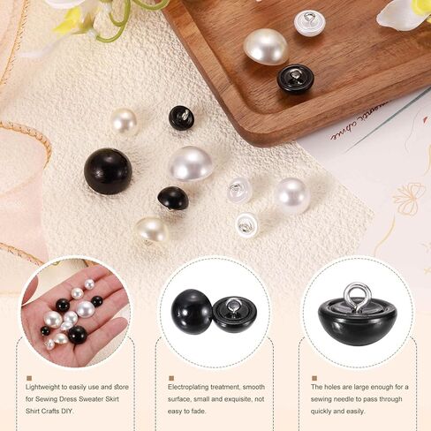 HARFINGTON 20pcs 28L Round Faux Pearl Buttons 18mm 6/8" Half Ball Dome Metal Shank Sewing Buttons Replacement DIY Small Button for Clothing Bridal Wedding Dress DIY Crafts, Bright White in Saudi Arabia