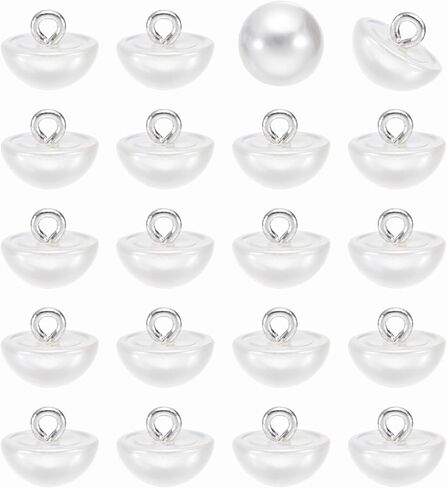 HARFINGTON 20pcs 28L Round Faux Pearl Buttons 18mm 6/8" Half Ball Dome Metal Shank Sewing Buttons Replacement DIY Small Button for Clothing Bridal Wedding Dress DIY Crafts, Bright White in Saudi Arabia