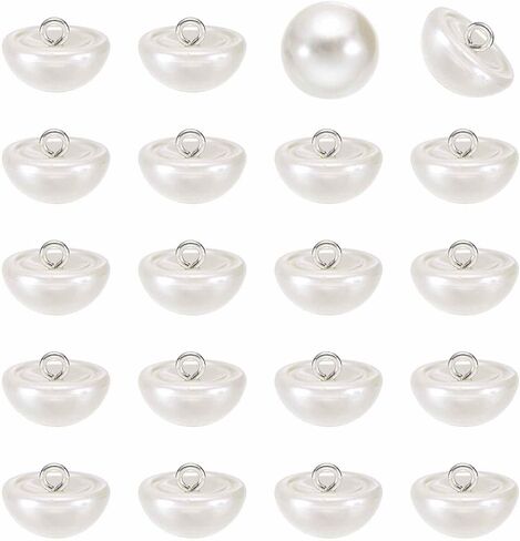 harfington 20pcs 28l جولة أزرار اللؤلؤ فو 18mm 6/8 "نصف الكرة قبة معدنية عرقوب الخياطة أزرار استبدال DIY زر صغير للملابس الزفاف فستان الزفاف DIY الحرف اليدوية، أبيض مشرق in Kuwait