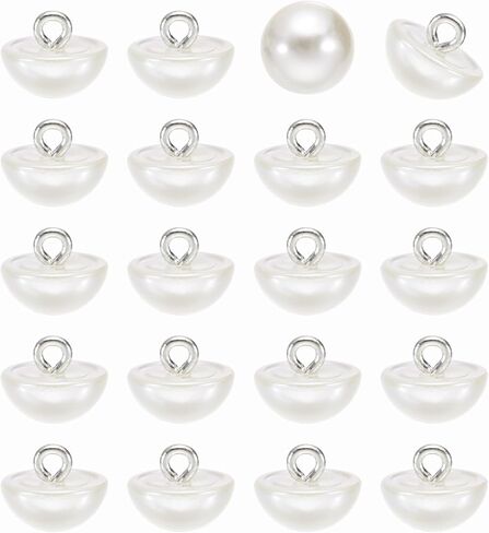 HARFINGTON 20pcs 28L Round Faux Pearl Buttons 18mm 6/8" Half Ball Dome Metal Shank Sewing Buttons Replacement DIY Small Button for Clothing Bridal Wedding Dress DIY Crafts, Bright White in Saudi Arabia