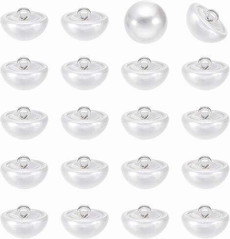 HARFINGTON 20pcs 28L Round Faux Pearl Buttons 18mm 6/8" Half Ball Dome Metal Shank Sewing Buttons Replacement DIY Small Button for Clothing Bridal Wedding Dress DIY Crafts, Bright White in Saudi Arabia