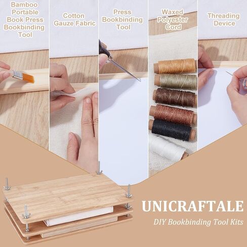 UNICRAFTALE 1 Set Book Binding Kits Books Binding Materials Bookbinding Supplies Book Repair Kit with Bone Folder Awl Needles was Thread for Binding and Repair 11.61"x7.68" in Saudi Arabia