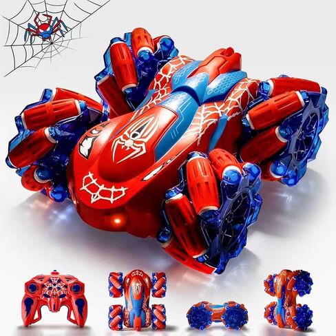Spider RC Stunt Car for Kids, 2.4GHz Double-Sided 360° Rotating 4WD Remote Control Car with LED Headlights, Rechargeable Off-Road Spider Toy Gift for Boys Ages 4–6 5–7 8–13 in Saudi Arabia