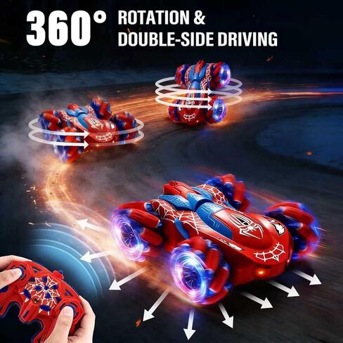 Spider RC Stunt Car for Kids, 2.4GHz Double-Sided 360° Rotating 4WD Remote Control Car with LED Headlights, Rechargeable Off-Road Spider Toy Gift for Boys Ages 4–6 5–7 8–13 in Saudi Arabia