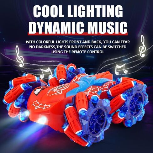 Spider RC Stunt Car for Kids, 2.4GHz Double-Sided 360° Rotating 4WD Remote Control Car with LED Headlights, Rechargeable Off-Road Spider Toy Gift for Boys Ages 4–6 5–7 8–13 in Saudi Arabia
