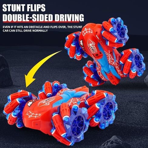 Spider RC Stunt Car for Kids, 2.4GHz Double-Sided 360° Rotating 4WD Remote Control Car with LED Headlights, Rechargeable Off-Road Spider Toy Gift for Boys Ages 4–6 5–7 8–13 in Saudi Arabia