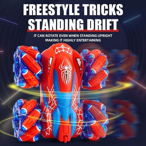 Spider RC Stunt Car for Kids, 2.4GHz Double-Sided 360° Rotating 4WD Remote Control Car with LED Headlights, Rechargeable Off-Road Spider Toy Gift for Boys Ages 4–6 5–7 8–13 in Saudi Arabia