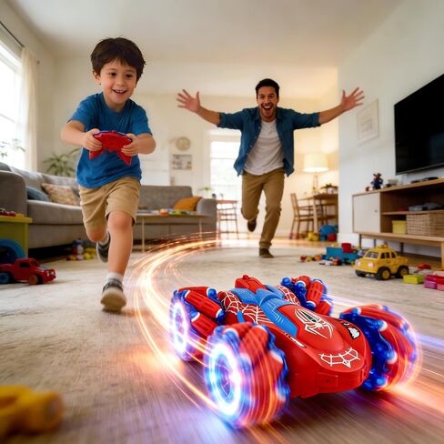 Spider RC Stunt Car for Kids, 2.4GHz Double-Sided 360° Rotating 4WD Remote Control Car with LED Headlights, Rechargeable Off-Road Spider Toy Gift for Boys Ages 4–6 5–7 8–13 in Saudi Arabia