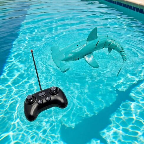 حمام السباحة الصيفي وشاطئ التحكم عن بُعد في قارب القرش ، لعبة حمام ، طراز RC Robo Shark ، أسماك كهربائية واقعية تذبذب ، أسماك Hammerhead وأسماك القرش الغامضة ، هدية الأطفال ، لعبة البلياردو من 6 إلى 12 عامًا (أزرق) in Kuwait