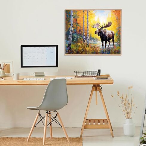 QACEYID Oil Painting Kits for Adults, Animal Moose in Autumn Forest, Painting by Numbers Kits on Canvas, Art Craft Painting Kits Gifts for Home Wall Decor 40x50cm in Saudi Arabia