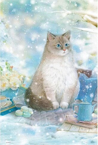 PieceRelax Plastic Jigsaw Puzzle for Adults 1000 Pieces - Jina - A cat in The Rose Garden - 25.2 X 18.9 Inches, Most Satisfying Table Games, No Glue Needed [U1051] in Kuwait