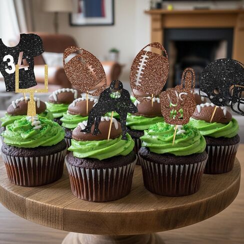 36PCS Football Cupcake Toppers: Glitter Football Cake Decorations Football Cake Topper for Boys Sports Birthday in Saudi Arabia