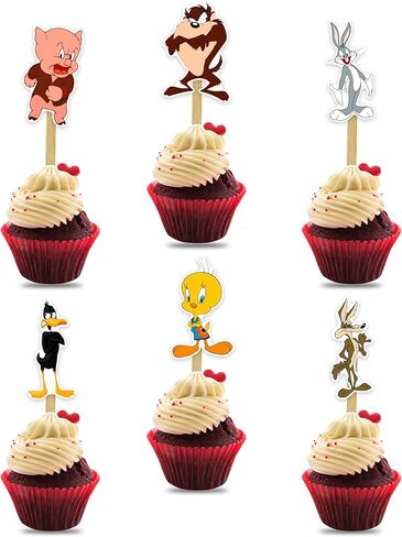 Taasmanian Devil Cupcake Topper Party Decoration, Character Inspired Decorative Cupcake Picks for Birthday Celebration, Premium Cardstock Toppers for Dessert Table and Party Display in Saudi Arabia
