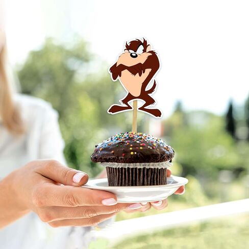 Taasmanian Devil Cupcake Topper Party Decoration, Character Inspired Decorative Cupcake Picks for Birthday Celebration, Premium Cardstock Toppers for Dessert Table and Party Display in Saudi Arabia